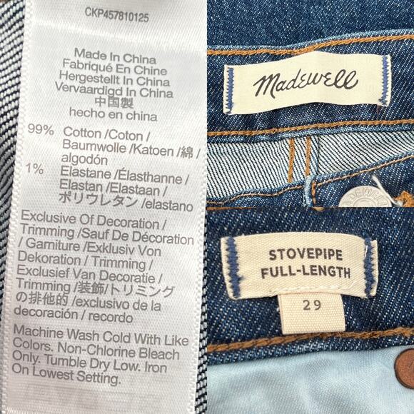 Madewell Stovepipe Full-Length High-Rise Jeans in Styler Wash size 29 x 33 - Picture 15 of 16